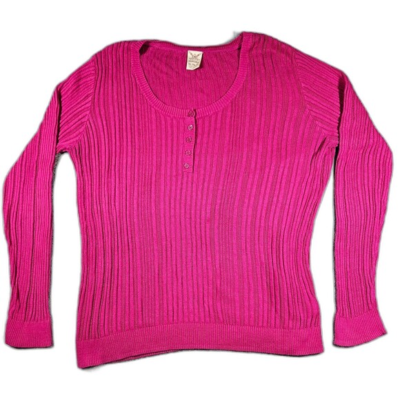 Faded Glory Juniors Hot Pink Long Sleeved Shirt Sz XL - Picture 1 of 9